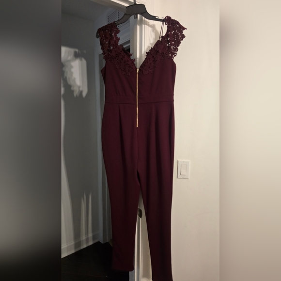 Iris Deep Burgundy Lace Jumpsuit - Picture 2 of 5